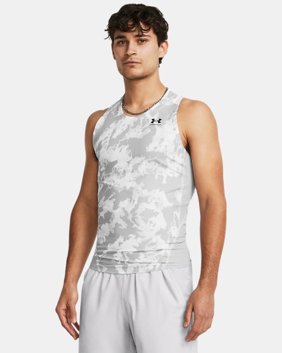 Men's HeatGear® Iso-Chill Printed Tank in Gray image number 0